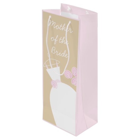 Weddenschap Roze Beige Moeder Bride roze wijn Wijn Cadeautas (Achterkant Gekanteld)