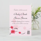 Weddenschap Roze Blossom Dubbelgeluk Kaart (Staand voorkant)