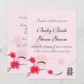 Weddenschap Roze Blossom Dubbelgeluk Kaart (Voorkant / Achterkant)