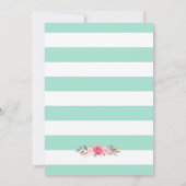 Weddenschap Roze Floral Mint Green Stripes Kaart (Achterkant)