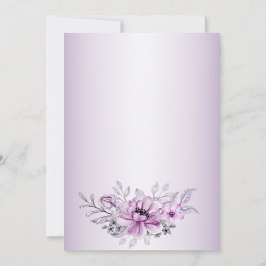 Weddenschap Roze Floral Violet Paars Lijst Kaart (Achterkant)