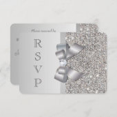 Weddenschap RSVP Faux Silver Sequins Bow (Voorkant / Achterkant)