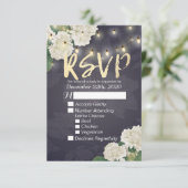 Weddenschap RSVP Hydrangea Flowers String Lights B Kaartje (Staand voorkant)