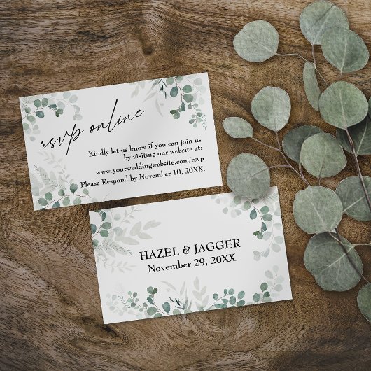Weddenschap RSVP Online Greenery Elegant Contemmod Informatiekaartje