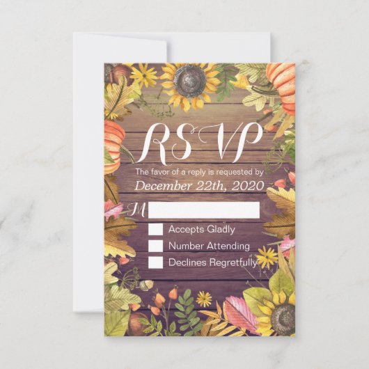 Weddenschap RSVP Reply Autumn Maple Leaf Pumpkins (Voorkant)