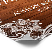 Weddenschap Rustic Wood Lightlace Burgundy Floral Poster (Hoek)