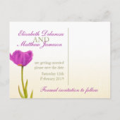 Weddenschap Save the Date Briefkaart paars tulip a (Achterkant)