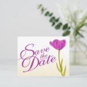 Weddenschap Save the Date Briefkaart paars tulip a (Staand voorkant)