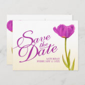 Weddenschap Save the Date Briefkaart paars tulip a (Voorkant / Achterkant)