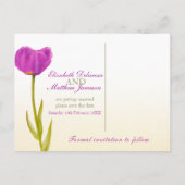 Weddenschap Save the Date Briefkaart paars tulip a (Achterkant)