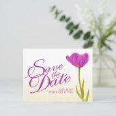 Weddenschap Save the Date Briefkaart paars tulip a (Staand voorkant)