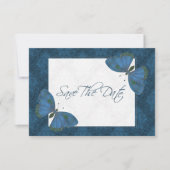 Weddenschap Save the Date Butterfly Brocade blue (Voorkant)