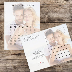 Weddenschap Save the Date Calendar Photo 6 Row Aankondigingskaart