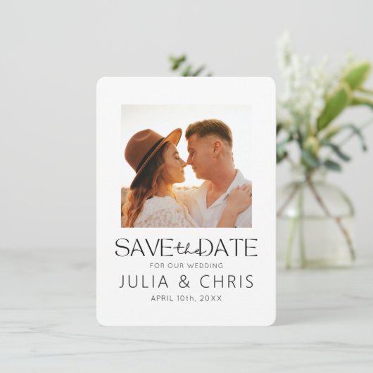 Weddenschap Save the Date Card with Photo Vellum Kaart (Staand voorkant)