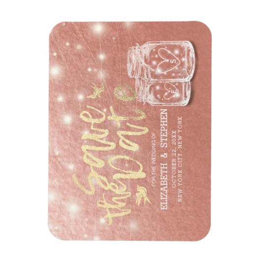 Weddenschap Save The Date Couple Mason Jars Roos G Magneet (Verticaal)
