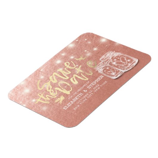 Weddenschap Save The Date Couple Mason Jars Roos G Magneet (Linkerzijde)