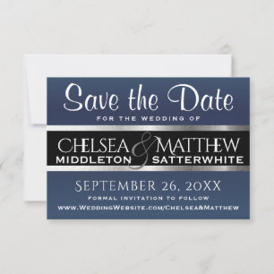 Weddenschap Save the Date Dark Blue and Silver