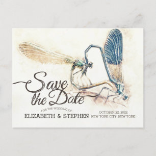 Weddenschap Save the Date Dragonfly Mating Love He Aankondigingskaart