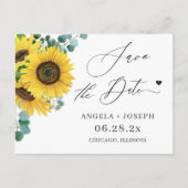 Weddenschap Save the Date Eucalyptus Sunflower Briefkaart (Voorkant)