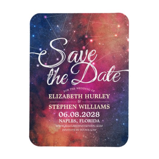 Weddenschap Save the Date Galaxy Nebula Constellat Magneet (Verticaal)