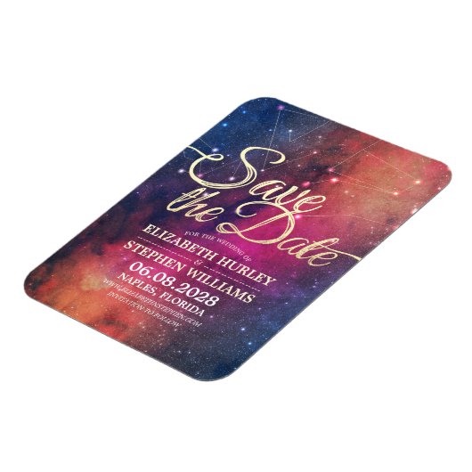 Weddenschap Save the Date Galaxy Nebula Constellat Magneet (Linkerzijde)