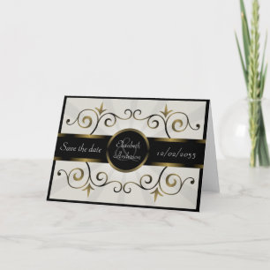 Weddenschap Save the Date Gold Black Elegant Burst Aankondiging
