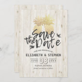Weddenschap Save the Date Gold Pineapple Couple Wo (Voorkant / Achterkant)