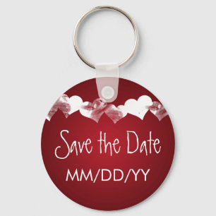 Weddenschap Save the Date Grunge Hearts Red Sleutelhanger