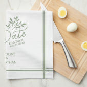 Weddenschap Save the Date Hand Drawn Botanical Flo Theedoek (Quarter Fold)