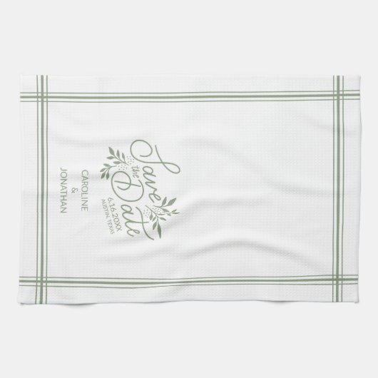 Weddenschap Save the Date Hand Drawn Botanical Flo Theedoek (Horizontaal)