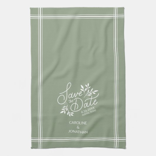 Weddenschap Save the Date Hand Drawn Botanical Flo Theedoek (Verticaal)
