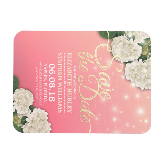 Weddenschap Save the Date Hydrangea Flowers Light  Magneet (Horizontaal)
