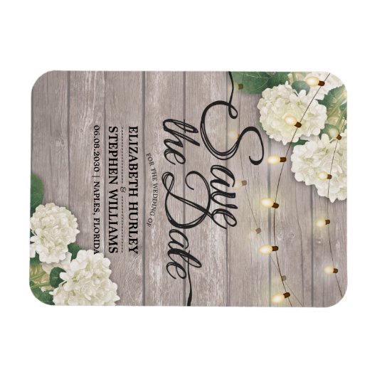 Weddenschap Save the Date Hydrangea String Lights  Magneet (Horizontaal)