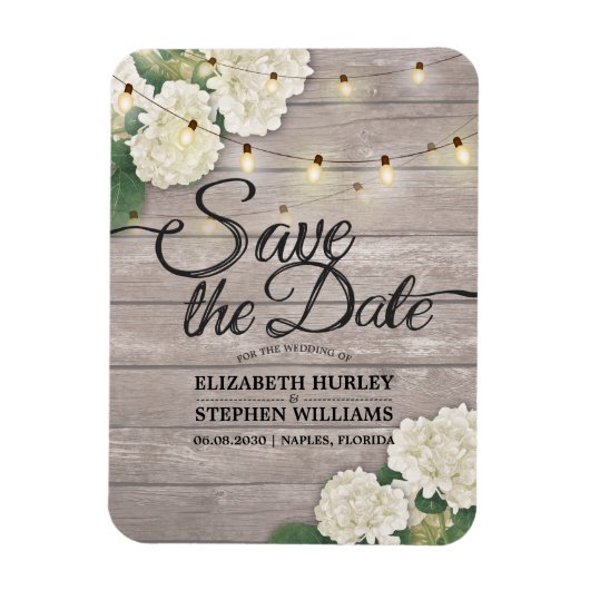 Weddenschap Save the Date Hydrangea String Lights  Magneet (Verticaal)