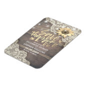Weddenschap Save The Date Lace Sunflower Wood Lich Magneet (Linkerzijde)