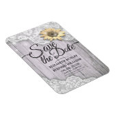 Weddenschap Save The Date Lace Sunflower Wood Lich Magneet (Rechterzijde)