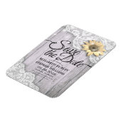 Weddenschap Save The Date Lace Sunflower Wood Lich Magneet (Linkerzijde)
