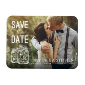 Weddenschap Save the Date Mason Jar Light Photo Ma Magneet (Horizontaal)