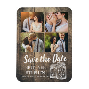Weddenschap Save The Date Mason Jars Wood Photo Ma Magneet
