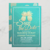 Weddenschap Save the Date Modern Gold Pineapple Co (Voorkant / Achterkant)