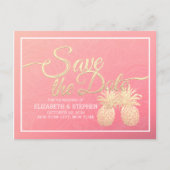 Weddenschap Save the Date Modern Gold Pineapple Co Aankondigingskaart (Voorkant)
