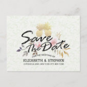 Weddenschap Save the Date Modern Gold Pineapple Co Aankondigingskaart (Voorkant)