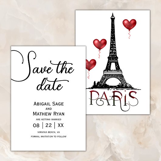 Weddenschap Save the Date Paris Eiffel Tower, ball Kaart