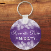 Weddenschap Save the Date Party Sparkle Paars Sleutelhanger (Voorkant)