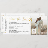 Weddenschap Save the Date Photo Boarding Pass (Voorkant / Achterkant)