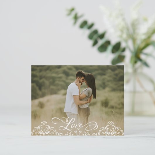 Weddenschap Save the Date Photo Elegant Modern Lov Aankondigingskaart (Staand voorkant)