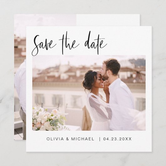 Weddenschap Save the Date Photo Minimalist Simple (Voorkant / Achterkant)