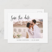Weddenschap Save the Date Photo Minimalist Simple  Aankondigingskaart (Voorkant / Achterkant)