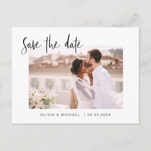 Weddenschap Save the Date Photo Minimalist Simple  Aankondigingskaart (Voorkant)