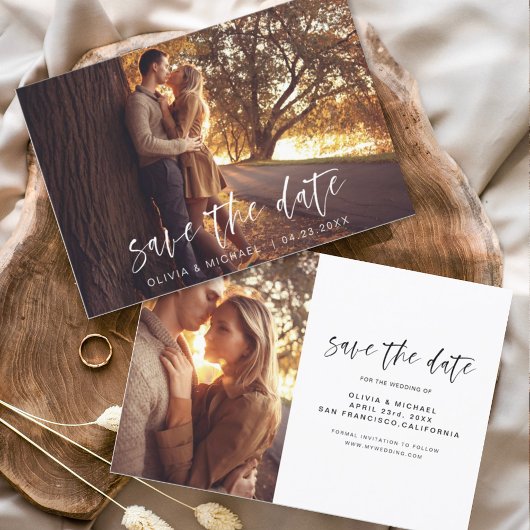 Weddenschap Save the Date Photo Romantic Minimalis